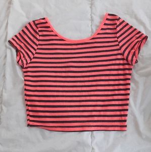 american dream pink striped crop top